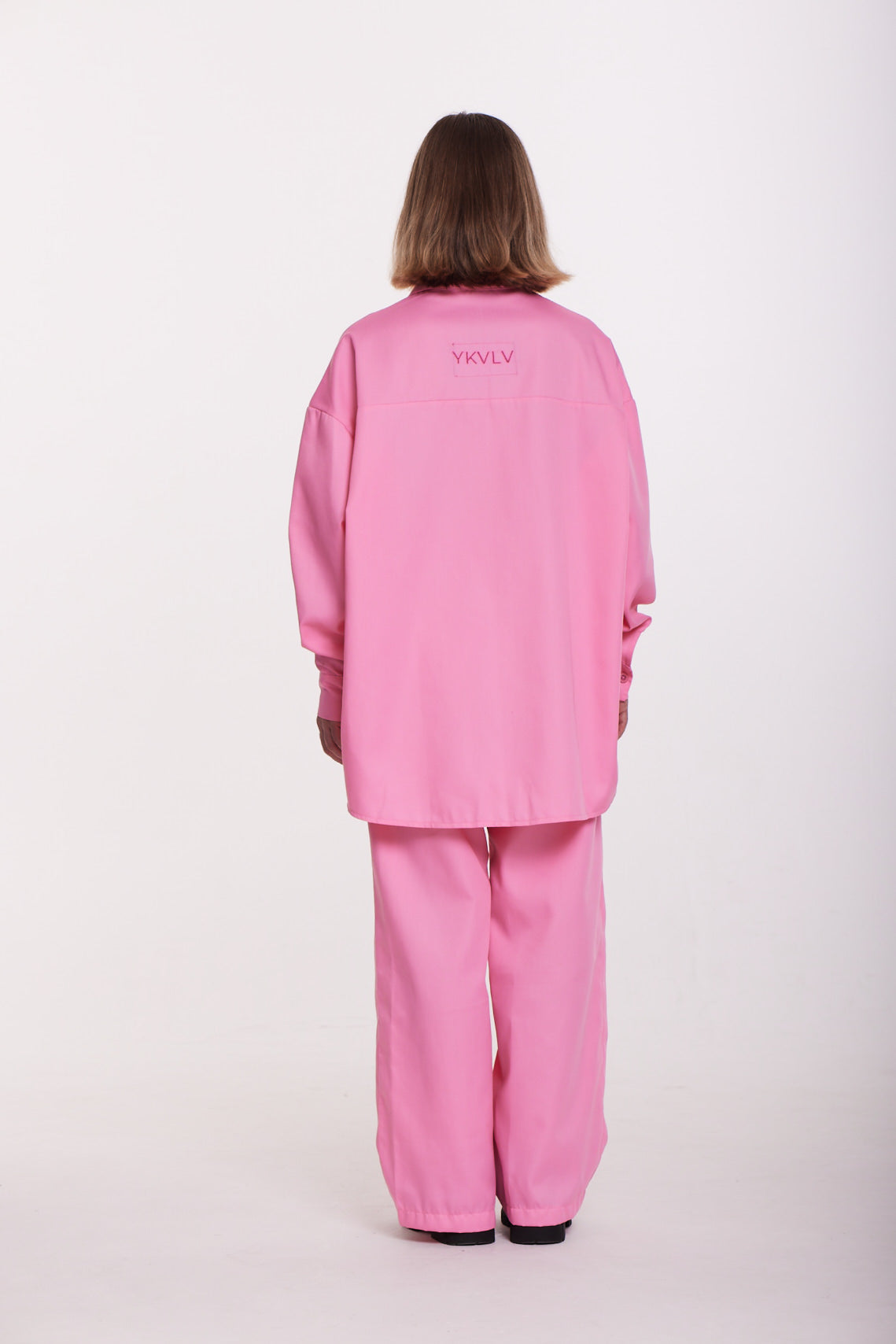 Embroidered Oversized Pink Shirt – Bold Elegance with a Feminine Edge