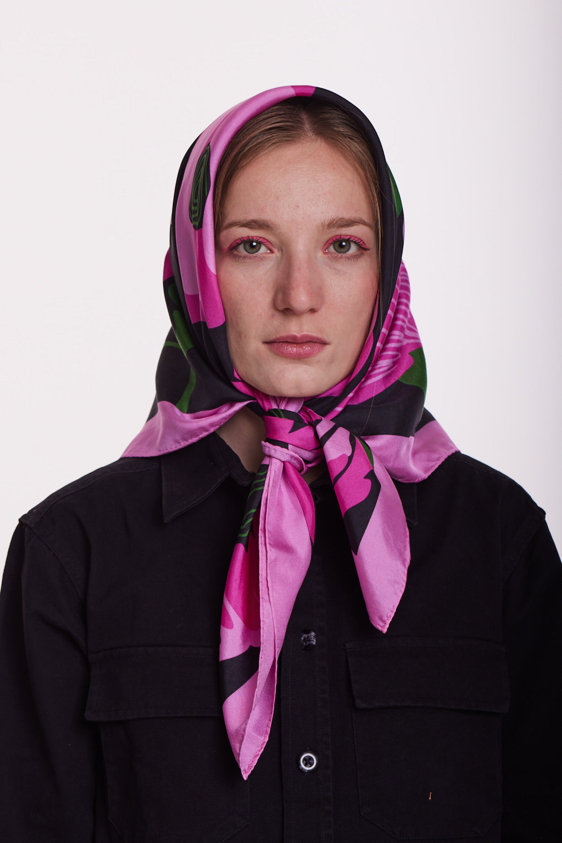 Pink Floral Silk Scarf – Art-Inspired Elegance