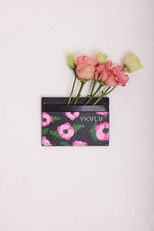 Floral Leather Cardholder – Bold Elegance in Every Detail