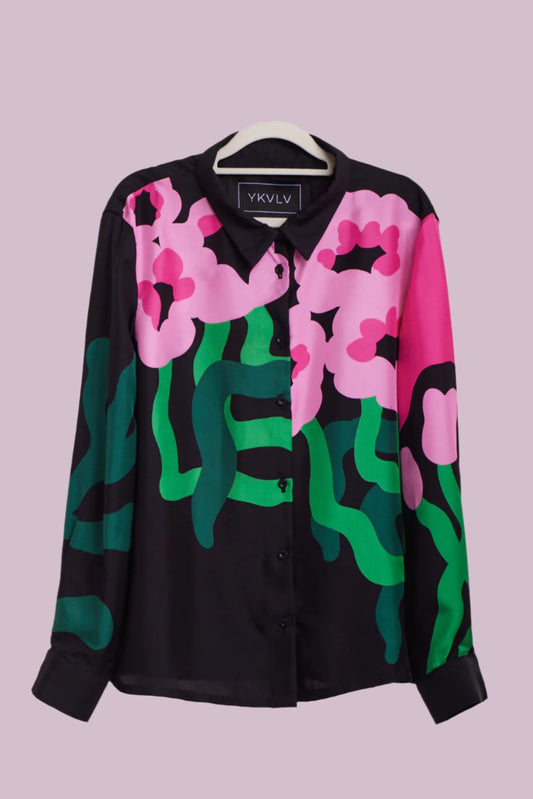 Silk Twill Printed Shirt – Art Nouveau Elegance in Motion