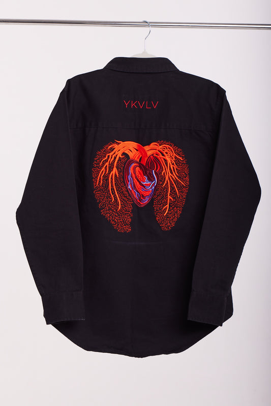 Embroidered Anatomical Heart Shirt – A Statement of Power and Emotion