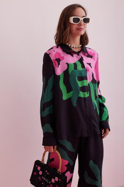 Silk Twill Printed Shirt – Art Nouveau Elegance in Motion