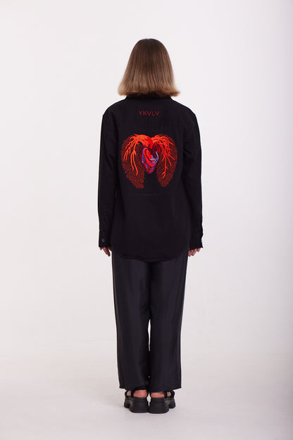 Embroidered Anatomical Heart Shirt – A Statement of Power and Emotion