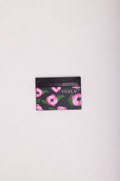 Floral Leather Cardholder – Bold Elegance in Every Detail