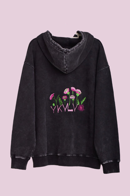 Black Embroidered Hoodie – Minimalist Floral Statement